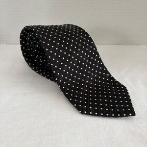 Fabio Fazio Mens Black White Polka Dot 100% Silk Necktie Classic Wide Ribbed Tie